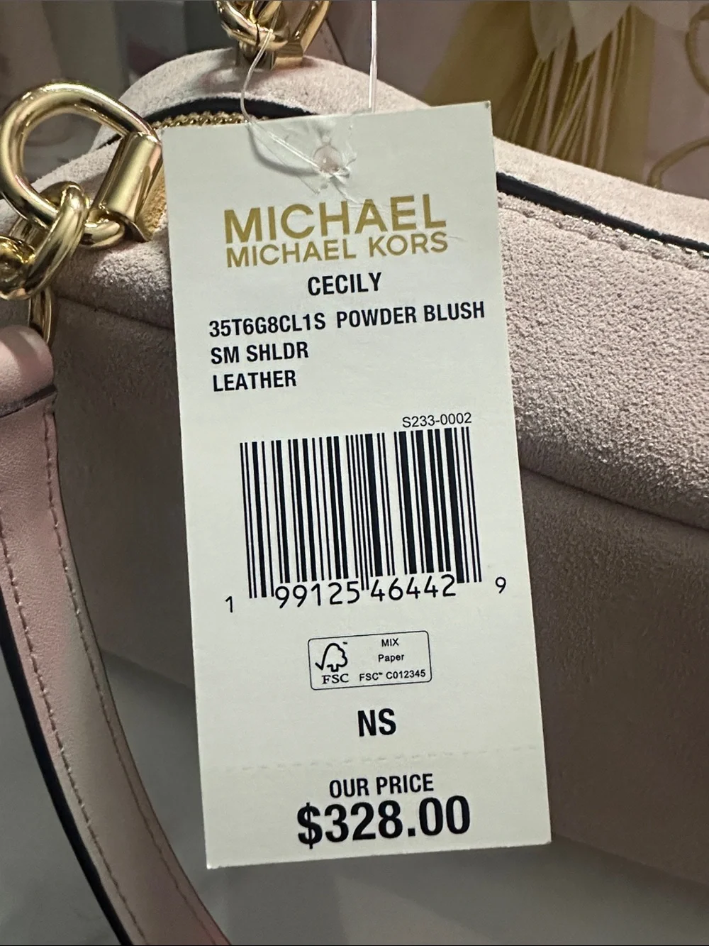 Michael Kors Blush Pink Suede Top-Handle Shoulder Bag with Gold Hardware